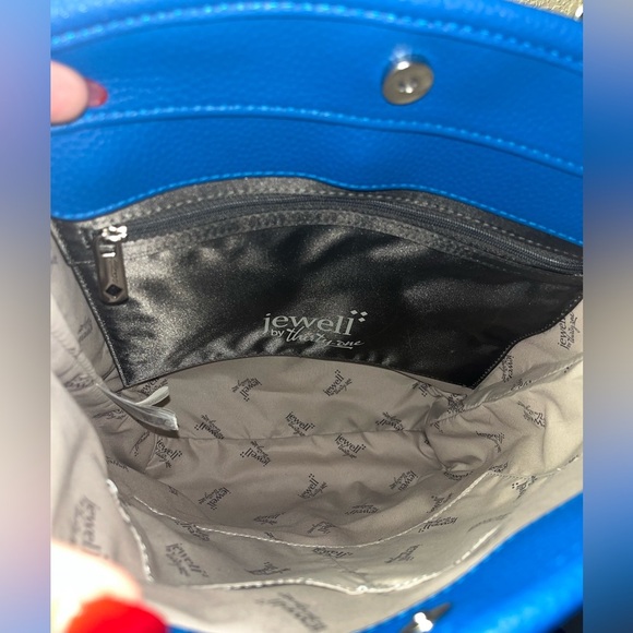 Jewell Thirty One Pebble Blue Cobalt Crossbody Large Tote with Strap - Picture 15 of 16